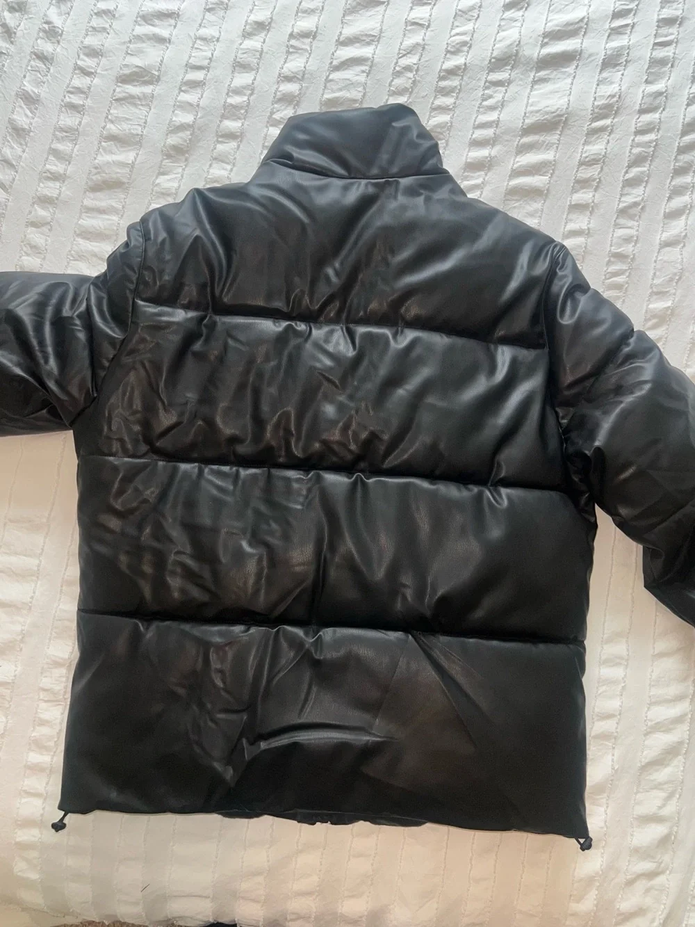 Zara Black Faux-Leather oversized Puffer Jacket
